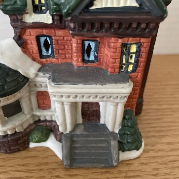 Vintage Holiday Traditions 2 Story House w Gazebo Porch Christmas Village House - Picture 5 of 9